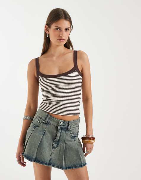 Supre – RiRi – Tanktop in Glasurbraun und Ecru gestreift mit U-Ausschnitt - view 1