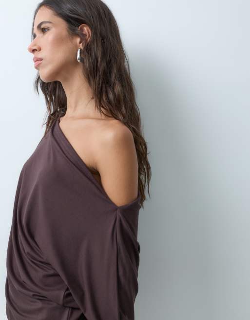 Supre robe courte en maille à manches longues Tattiana marron, 3 de 4
