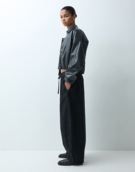 Supre rue faux leather bomber jacket in black, 2 of 4