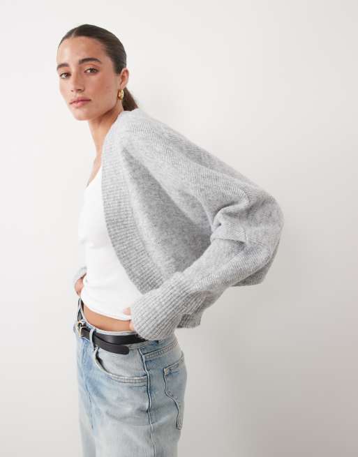 Supré Scout fluffy knit cardigan in grey marl, 2 of 4