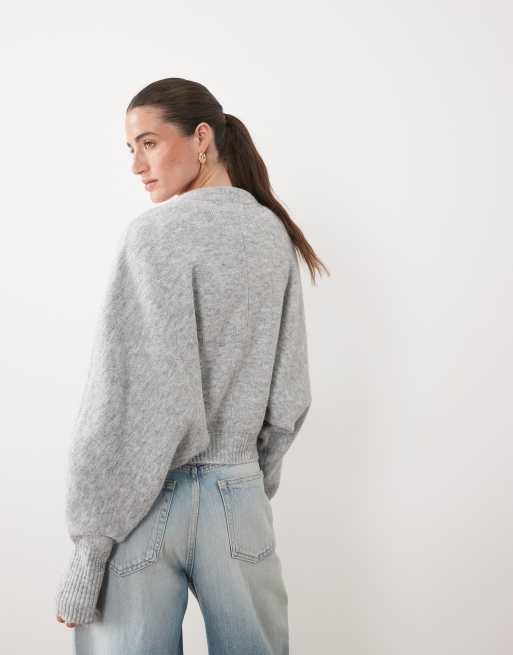 Supré Scout fluffy knit cardigan in grey marl, 4 of 4
