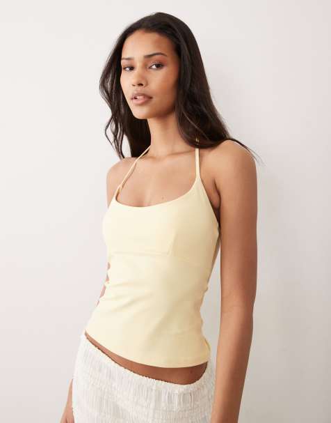 Supre – Sleek – Dylan – Ljusgul topp med halterneck - view 1