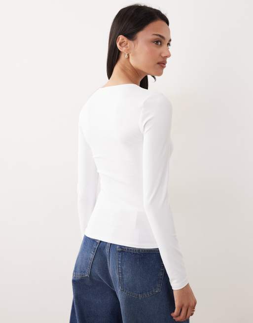 Supré sleek Miley long sleeve top in white, 2 of 4