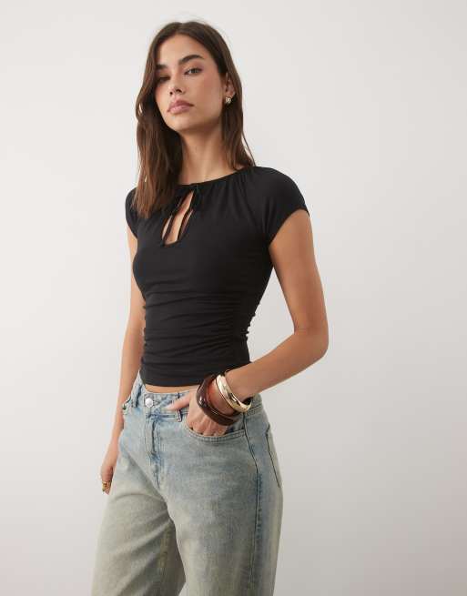 Supre soft esther keyhole top in black , 3 of 4