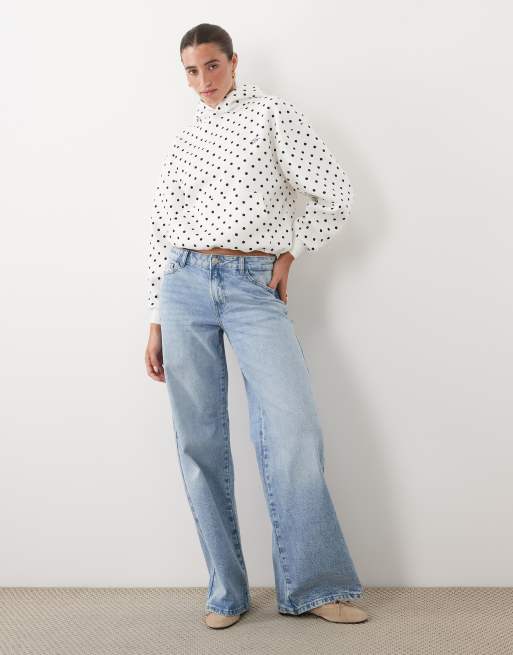 Supre - sudadera con capucha extragrande con estampado de lunares blancos, 2 de 3