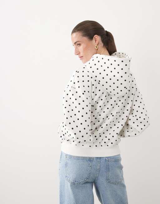Supre - sudadera con capucha extragrande con estampado de lunares blancos, 3 de 3