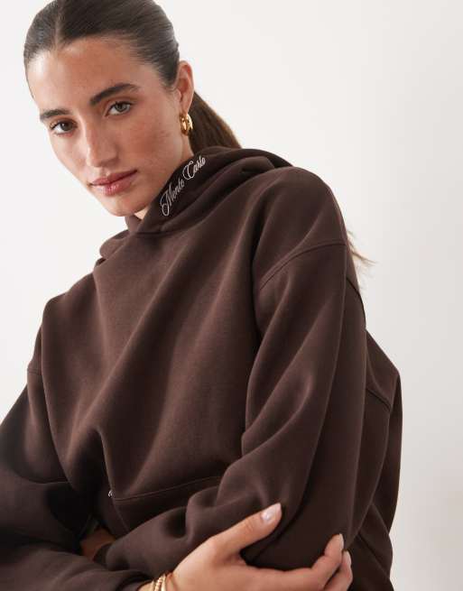Supre - sudadera con capucha extragrande con estampado trasero en marrón chocolate, 2 de 4