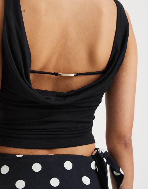 Supré super smooth chantelle cowl top in black, 4 of 4