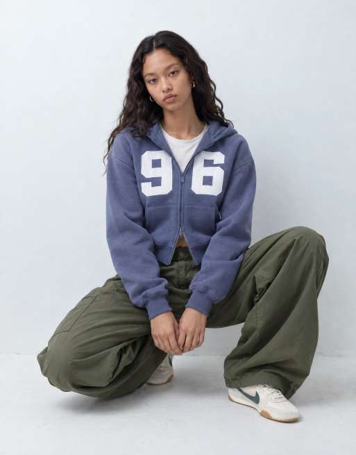 Supre sweat à capuche zippé oversize d’ensemble en bleu urbain, 10 de 10