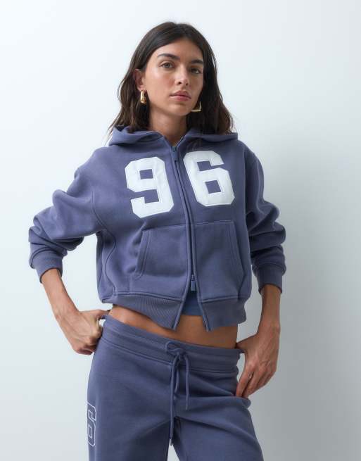 Supre sweat à capuche zippé oversize d’ensemble en bleu urbain, 3 de 10
