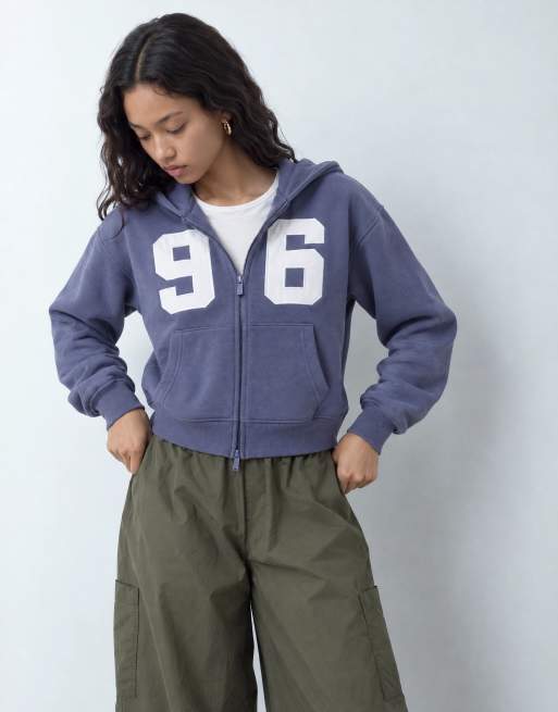 Supre sweat à capuche zippé oversize d’ensemble en bleu urbain, 9 de 10