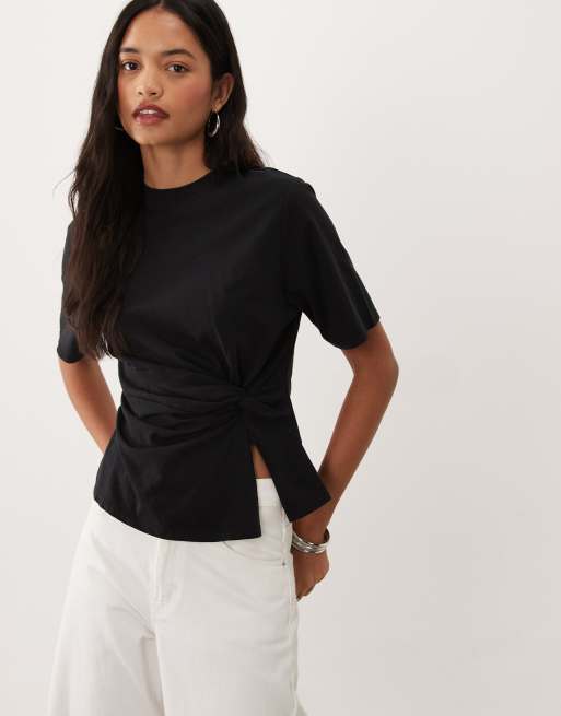 Supre tamsin twist t-shirt in black, 2 of 4