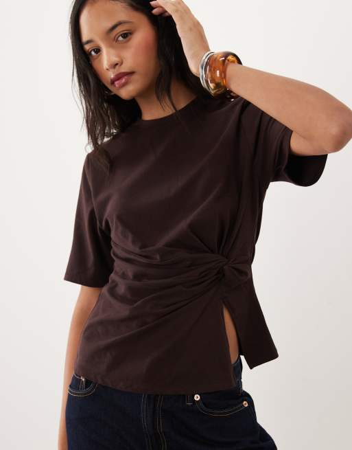 Supré Tamsin twist tee in deep chocolate , 2 of 4