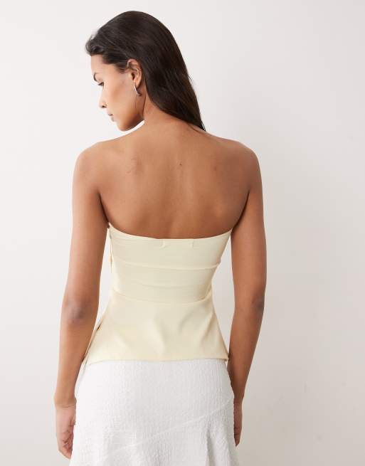 Supre - Thea - Lysegul tætsiddende bandeau-top, 3 af 4