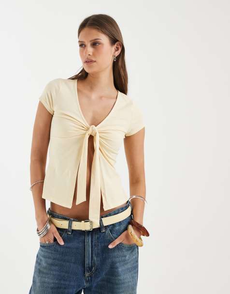 Supré toni tie top in baby yellow - view 1