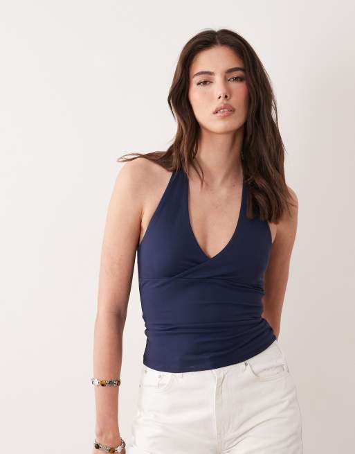 Supre - Tonya - Top allacciato al collo elegante blu navy lega, 4 di 4
