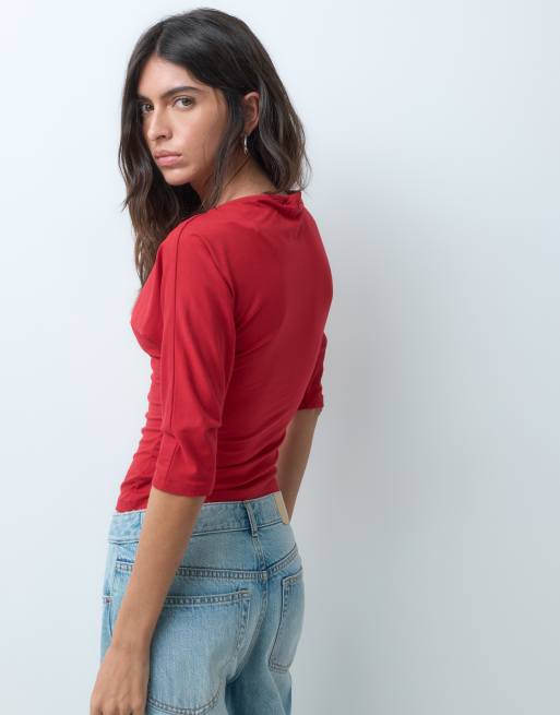 Supre top suave Gabriel de manga 3/4 en rojo, 4 de 5