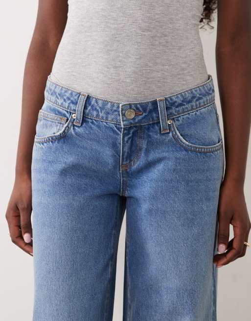 Supre ultra low rise baggy jean in mid blue wash, 5 of 5