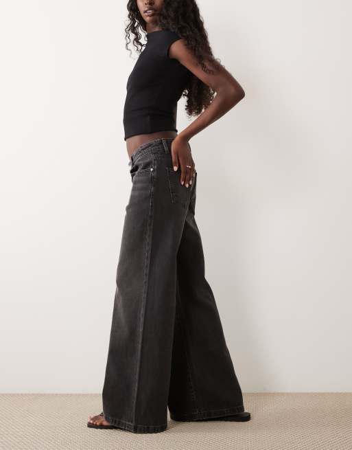 Supré ultra low rise baggy jeans in black, 3 of 5