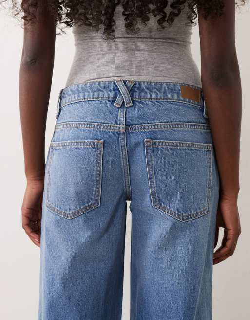 Supré ultra low rise baggy jeans in mid blue wash, 4 of 5