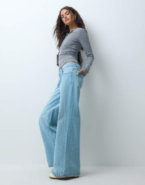 Supre ultra low rise baggy jeans in pretty blue wash - view 1