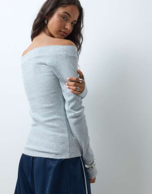 Supre wesley long sleeve top in grey marl, 4 of 4