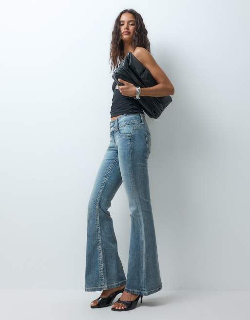 Supré wide waist bootleg jeans in mid blue, 3 of 5