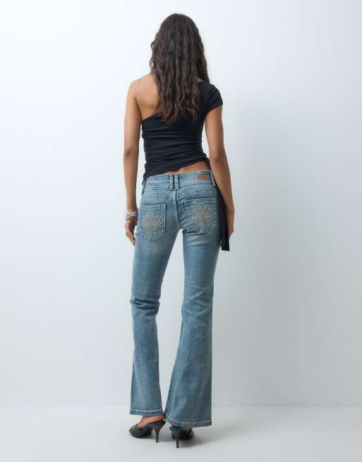 Supré wide waist bootleg jeans in mid blue, 5 of 5