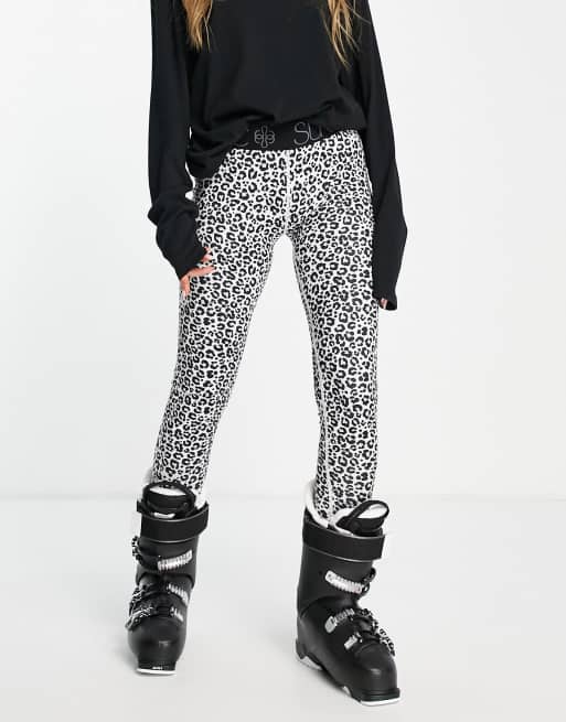 Surfanic Cozy carbondri base layer snow leopard leggings in multi