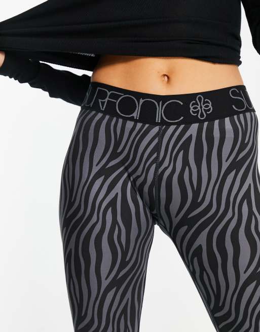 Womens Zebra Print Leggings, Animal Print Leggings, Black and