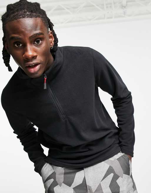Surfanic - Maglia in micro pile termico nera con zip sul collo