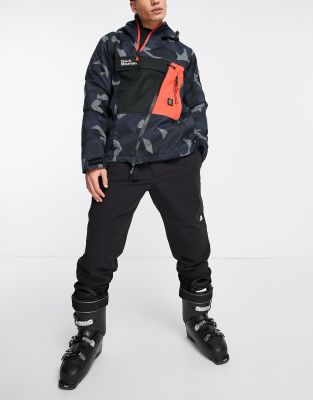 Surfanic project X overhead camo technical ski jacket in black