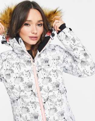 womens fitted ski jacket with fur hood