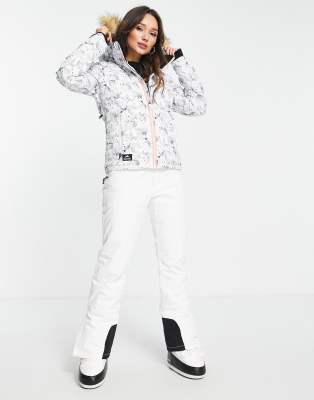 womens fitted ski jacket with fur hood
