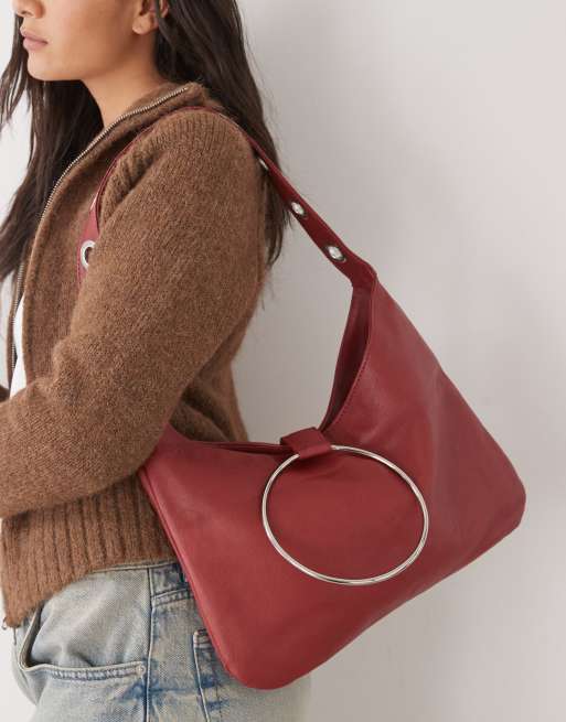 Susmie's - Ali - Borsa da spalla rosso scuro con dettaglio ad anello e occhielli