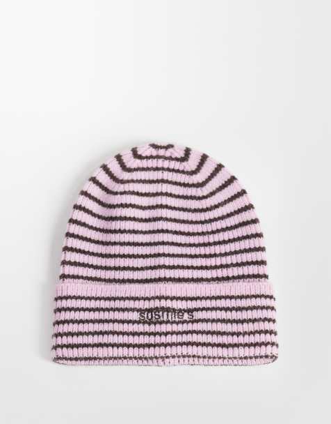 Susmie's dakota beanie hat in pink and brown - view 1