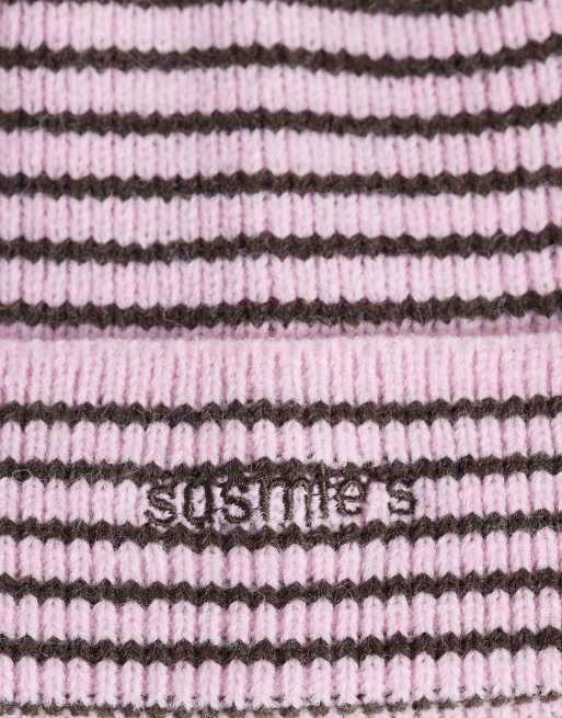 Susmie's dakota beanie hat in pink and brown, 2 of 3