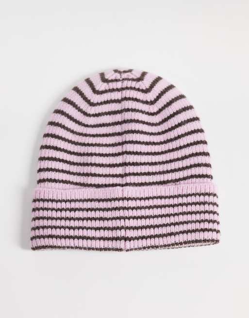 Susmie's dakota beanie hat in pink and brown, 3 of 3