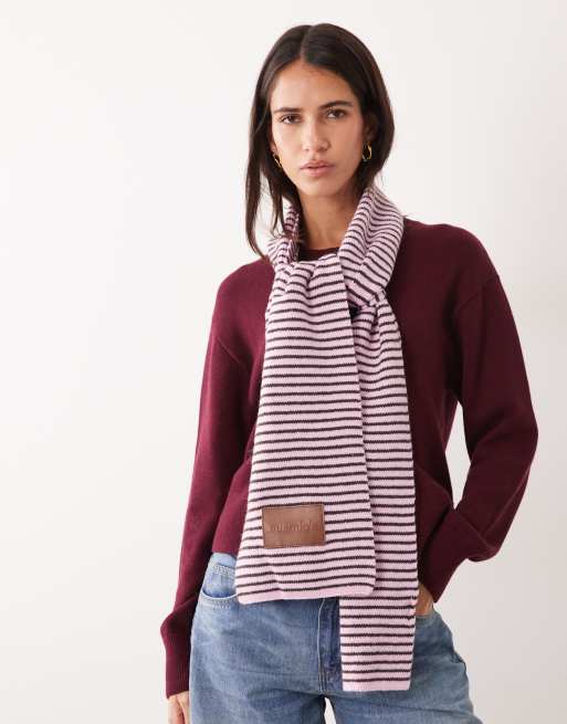 Susmie's dakota scarf in pink and brown stripe, 3 of 3