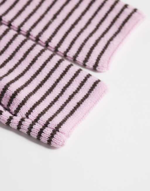 Susmie's ember sleeveless gloves in pink and brown stripe, 2 of 3