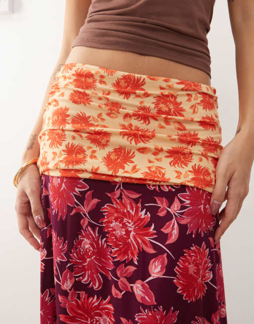 Susmies - falda midaxi con vuelta en la cintura de flores boho, 4 de 5