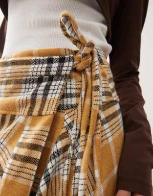 Susmie's Susmies Flannel Asymmetric Midi Skirt In Multi