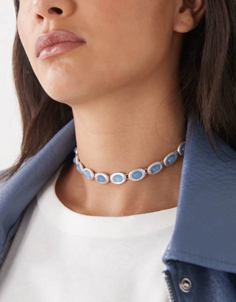 Susmie's - I Gave You My Heart - Collana stile choker argentata con pietre blu - view 1