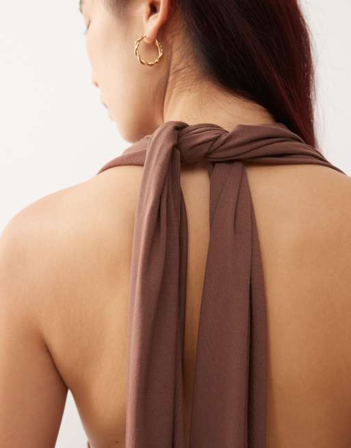 Susmie's isabella halterneck tie top in brown - part of a set, 2 of 4