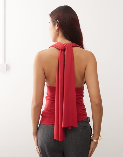 Susmie's - Isabella - Top dos nu avec détail noué autour du cou - Rouge - view 1