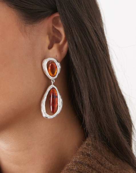 Susmies - Kensington - Boucles d'oreilles à pendants en pierre de résine - Argenté - view 1