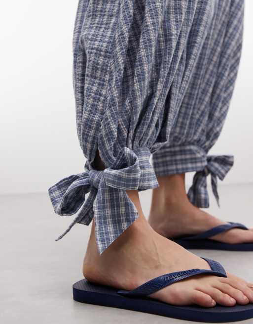 Susmies magnolia balloon trouser in blue check, 2 of 5