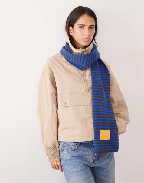 Susmie's midnight scarf in blue and brown stripe - view 1
