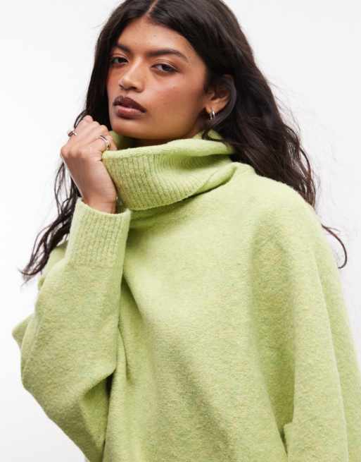 Susmies open back high neck knit jumper in apple green, 3 of 4