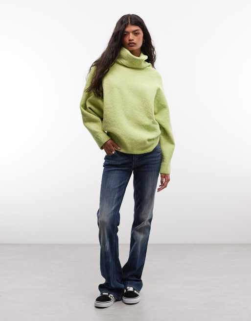 Susmie's open back high neck knit sweater in apple green, 2 of 4